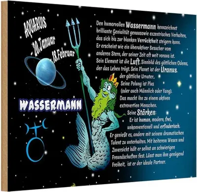 Produktbild von vianmo Holzschild 12x18 cm Sternzeichen Wassermann Dekoration