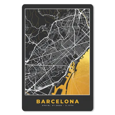 Produktbild von MuchoWow® Mauspad Mousepad Barcelona - Stadtplan - Gold - Karte 18x27 cm - Mousepads - Maus Mat - Pad - Mausunterlage