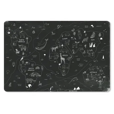 Produktbild von MuchoWow® Schreibtischunterlage Weltkarte - Kinder - Schwarz - Weiß 60x40 cm - XXL Mauspad - Großes Mauspad