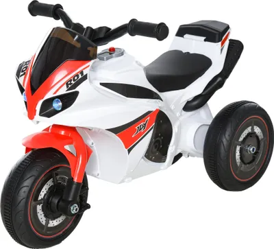 Zdjęcie produktu dla HOMCOM Pojazd motocyklowy dla dzieci 18-36 miesięcy z muzyką Biały 74 x 39 x 48 cm