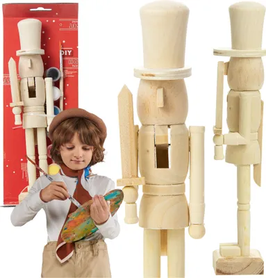 Zdjęcie produktu dla Figurka Świąteczna Do Malowania Drewniana 18 Cm Dla Dzieci Boże Narodzenie Miecz