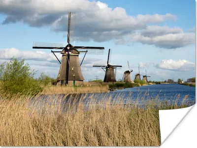 Produktbild von MuchoWow® Poster Mühle - Landschaft - Niederlande 40x30 cm - Plakate für die Wände - Poster Wohnzimmer