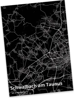 Produktbild von Mr. & Mrs. Panda Postkarte Schwalbach am Taunus - Geschenk, Stadt, Postkarten, Ansichtskarte, bildkarte, kunstkarte, Dorf Karte Landkarte Map Stadtplan, Grußkarte