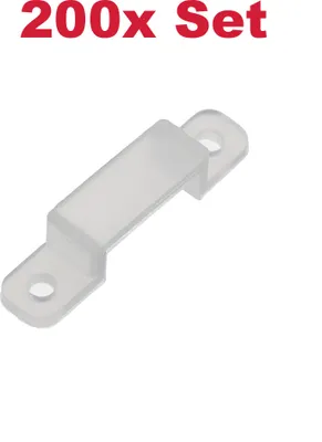 Produktbild von 200x Set Angebot Trade-Shop Wandhalterung Halterung Befestigungs Clips für LED-Strip Leuchtstreifen Schlauch Lichtschlauch Lichterkette 10mm bis 16mm