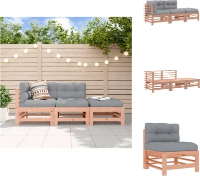 Produktbild von vidaXL 3-tlg. Garten-Lounge-Set mit Kissen Massivholz Douglasie -  Gartenmöbel-Sets