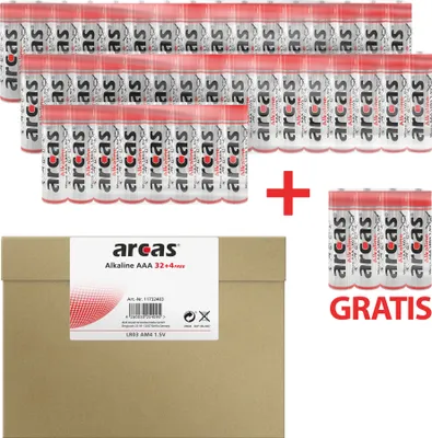 Produktbild von ARCAS Alkaline LR03/AAA (32+4) Batterien im Maxibriefkarton