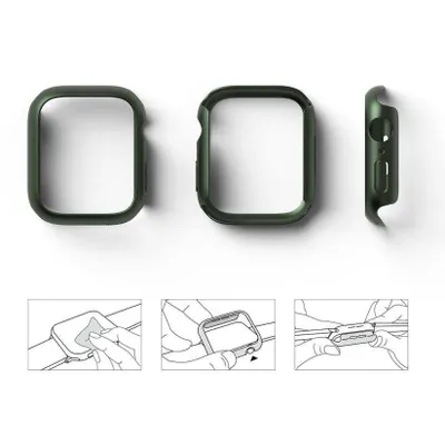 Produktbild von Schutzhlle Ringke Slim Case fr Apple Watch 8/7 41 mm 2 Stck, Transparent - Dunkelgrn