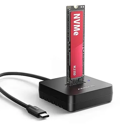 Produktbild von Axagon ADSA-M2C11L USB-C 10Gbps M.2 NVMe SSD-Dockingstation, SSD, M.2, M.2, USB 3.2 Gen 2 (3.1 Gen 2) Type-C, Schwarz, Kunststoff