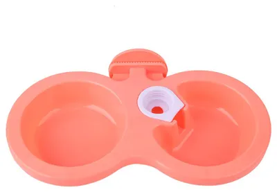 Produktbild von Haustier-Katze-Hund-Welpen-Doppelnapf-hängender Futter-Wasser-Futterspender für Kistenkäfig, klein (Rosa)