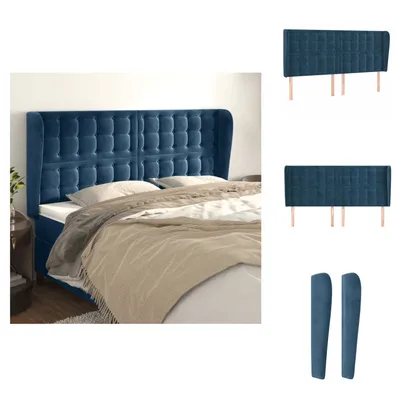 Produktbild von vidaXL Kopfteil mit Ohren Dunkelblau 163x23x118/128 cm Samt -  Kopf- & Fußenden