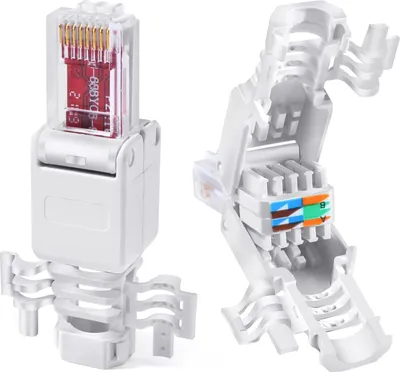 Produktbild von Wooja 4x RJ45 Konnektor werkzeuglos CAT6 CAT6A red white