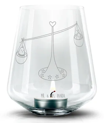 Produktbild von Mr. & Mrs. Panda Laterne Sternzeichen Waage - Transparent - Geschenk, Teelicht Glas, Kerzenglas, Hummel, Biene, Gleichgewicht, Marienkäfer, Windlicht, Kerzenhalter