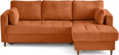 Image de Lisa Design Anna - canapé d'angle droit 4 places convertible avec coffre en velours texturé , Rouille