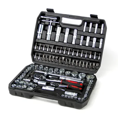 Produktbild von Steckschlüsselsatz, WALTER STAHL 108-teilig Werkzeug-Set Mit Steckdosen, Ratschen, Steckschlüssel und Bitsatz, Werkzeugkoffer