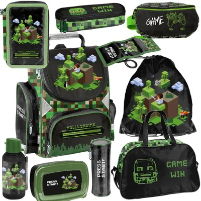 Produktbild von Mega Schulset XXL – PIXELS 10-teiliges Schulranzen-Set Für Jungen & Mädchen Klasse 1–4