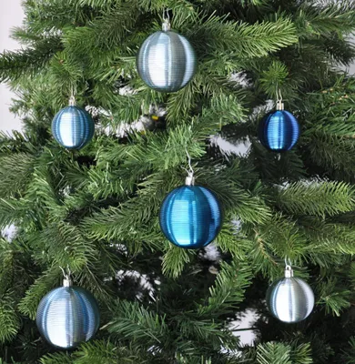 Produktbild von JACK by Inge 50x Kunststoff Kugeln Christbaumkugeln inkl. Haken Ø 4 + 6 cm Rillenkugeln Box , Farbe:Blau