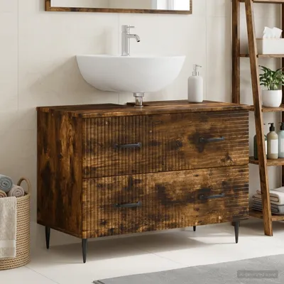 Immagine prodotto di Maison Exclusive - Mobile lavabo modello HAARLEM, finitura rovere fumé, dimensioni 82 x 41 x 58,5 cm