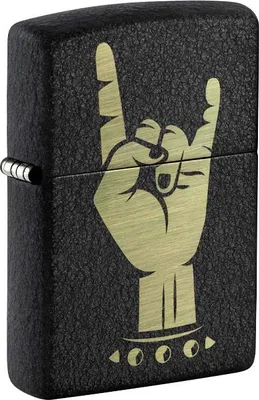Produktbild von Zippo Benzin-Feuerzeug Black Crackle gelasert Rock on, unbefüllt 60007732