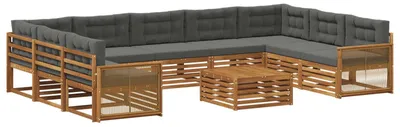 Image de vidaXL Ensemble de canapés d'extérieur avec coussins 10 pièces Nature et Anthracite