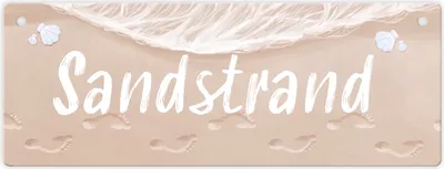 Produktbild von Sandstrand Urlaub Metallschild L in 10,5x28cm für die Terrasse