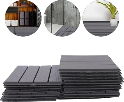 Produktbild von Outdoor Bodenfliesen - 30x30 cm PP Terrassenfliesen 22er Set - Wasserdicht - Rutschfest - Für Balkon/Terrasse/Garten/Bad - Hellgrau