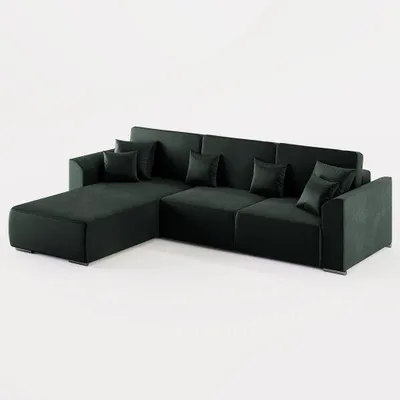 Produktbild von ECKSOFA LUMO L Links Dunkelgrau Velours-Stoff mit Schlaffunktion und Bettkasten
