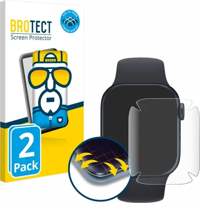 Produktbild von 2x BROTECT Fullscreen Schutzfolie für Apple Watch Series 7 (41 mm) Displayschutz Folie Fullcover Klar Transparent