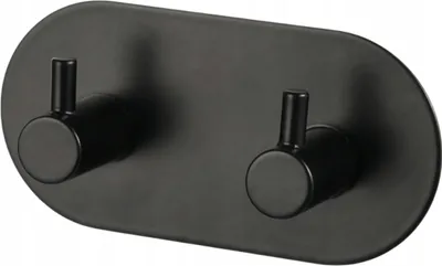 Zdjęcie produktu dla Podwójny Haczyk Czarny Wieszak Łazienkowy Matowy Wytrzymały Metal Stylowy