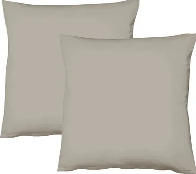 Produktbild von JACK by Fleuresse 2er Set Renforcé Kissenhülle Kissenbezug Dekokissen Baumwolle weich, Farbe:Taupe, Größe:40 x 40 cm