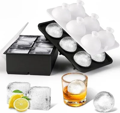 Produktbild von Famanu Eiswürfelbehälter 2er Set - BPA-freie, faltbare Silikon-Eiswürfelmacher mit Deckel, 5 cm