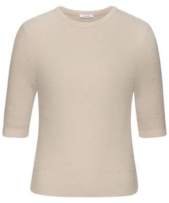 Produktbild von LASCANA Kurzarmpullover mit figurnahem Schnitt aus weichem Strick sand Größe 36/38