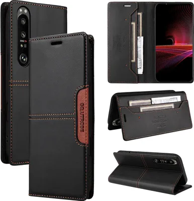 Produktbild von Handyhülle für Sony Xperia 1 III Hülle, Leder Flip Wallet Kartenfach Stand Schutzhülle Schwarz