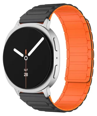 Produktbild von Magnetisches Silikon Armband für Samsung Galaxy Watch 8 / 8 Classic I - Design Schwarz / Orange