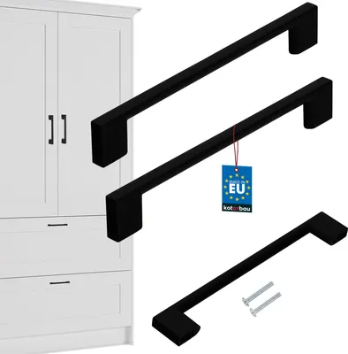 Produktbild von KOTARBAU® 2er Set Möbelgriffe Schwarz 190 mm Griffe Möbel ZnAl Schrankgriffe Griffe Küchenschränke Küchengriffe Schubladengriffe  Möbelgriffe Küchenschrankgriffe Schranktürgriffe Möbel Stangengriff