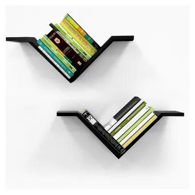 Produktbild von Bücherregal Wandregal Holz 2er Set im Wildgans-Design für Schlafzimmer, Wohnzimmer und Kinderzimmer