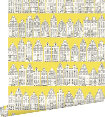 Produktbild von ESTAhome Tapete Amsterdamer Grachtenhäuser Gelb 53 cm x 10.05 m