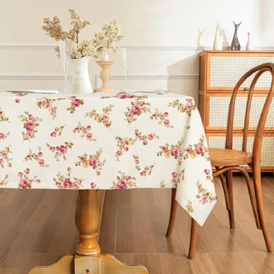 Obrázok produktu pre Obrus obdĺžnikový, s kvetinovým vzorom, vodeodolný, 132 x 182 cm, polyester