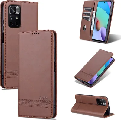 Image de Etui Redmi Note 11S, portefeuille avec fermeture magnétique et support, étui en cuir pour Xiaomi Redmi Note 11 4G / Note 11S Coffee