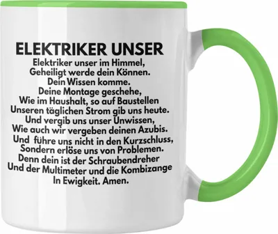 Produktbild von Trendation - Elektriker Unser Tasse Geschenk Elektromeister Lustiger Spruch Männer Geschenkidee (Grün)