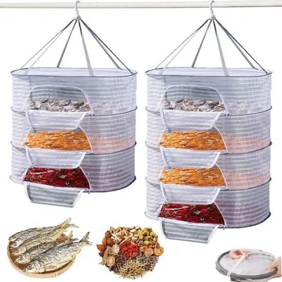 Obrázek produktu pro Bylinkový závěs s háčky na sušení, 2 kusy, dostatek místa na oblečení, rostliny, květiny, ryby, zeleninu (50 x 70 cm)