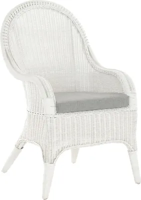Produktbild von KRINES HOME  Bequemer Rattansessel mit hoher Rückenlehne Rattan Rattanstuhl Lounge mit Breiten Armlehnen (Weiß, mit Polster)
