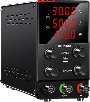 Zdjęcie produktu dla Zasilacz DC, regulowane napięcie do 30V, maksymalny prąd 10A, (30V5A) czarny