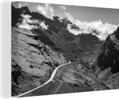 Obrázok produktu pre OneMillionCanvasses® - Obrazy na plátne - 140x90 cm, Bolívia - Street - Black - White, nástenné umenie Print Wall Decoration