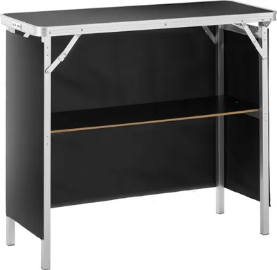 Produktbild von Portable Tradeshow Podium Table, 38.39" x 15.16" x 34.25", Display Exhibition Counter Stand Booth Fair with Wall, Foldable Promotion Retail Bar Table Podium with Storage Rack and Carrying Bag