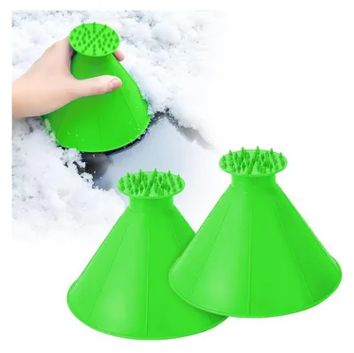 Immagine prodotto di Set da 2 raschiaghi per ghiaccio, protezione parabrezza, rimozione neve, strumento conico per sbrinamento, colore verde