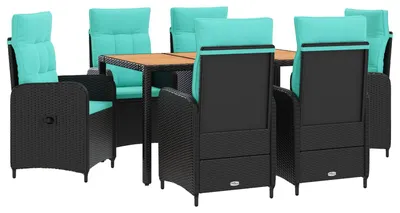 Productafbeelding van vidaXL Tuintafelset, 7 stuks, PE-vlechtwerk en gepoedercoat staal