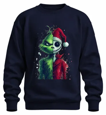 Zdjęcie produktu dla Grinch Jack Skellington Mashup Christmas Horror Gift Bluza uni , granatowy, L