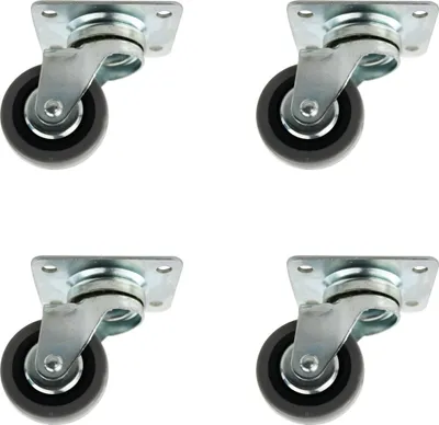 Produktbild von Schwerlastrollen 4er Set ø50mm Hartgummirollen mit Anschraubplatte aus Metall
