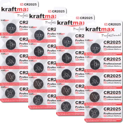 Produktbild von Kraftmax 20er Pack CR2025 Lithium Hochleistungs- Batterie / 3V CR 2025 Knopfzelle für professionelle Anwendungen - Neuste Generation