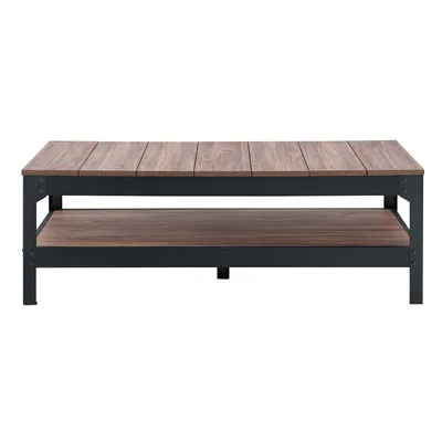 Zdjęcie produktu dla Czarny stolik kawowy z metalu i drewna - dł. 117 cm